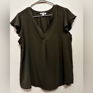 Calvin Klein Olive Flutter Sleeve Blouse